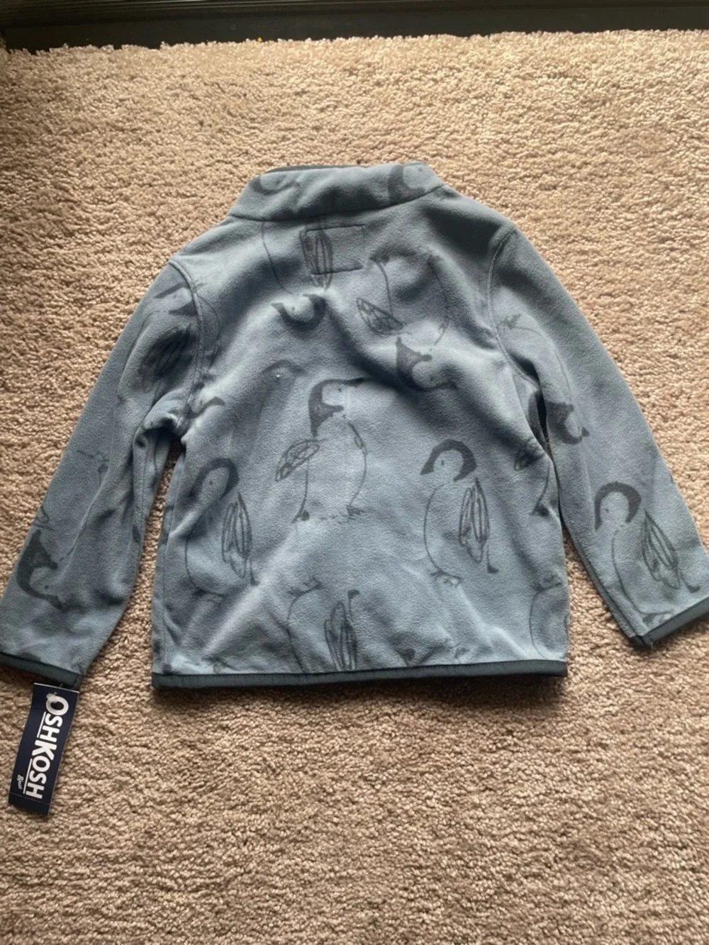 NWT OshKosh B'gosh baby Boy Penguin Microfleece Zip-Up Jacket